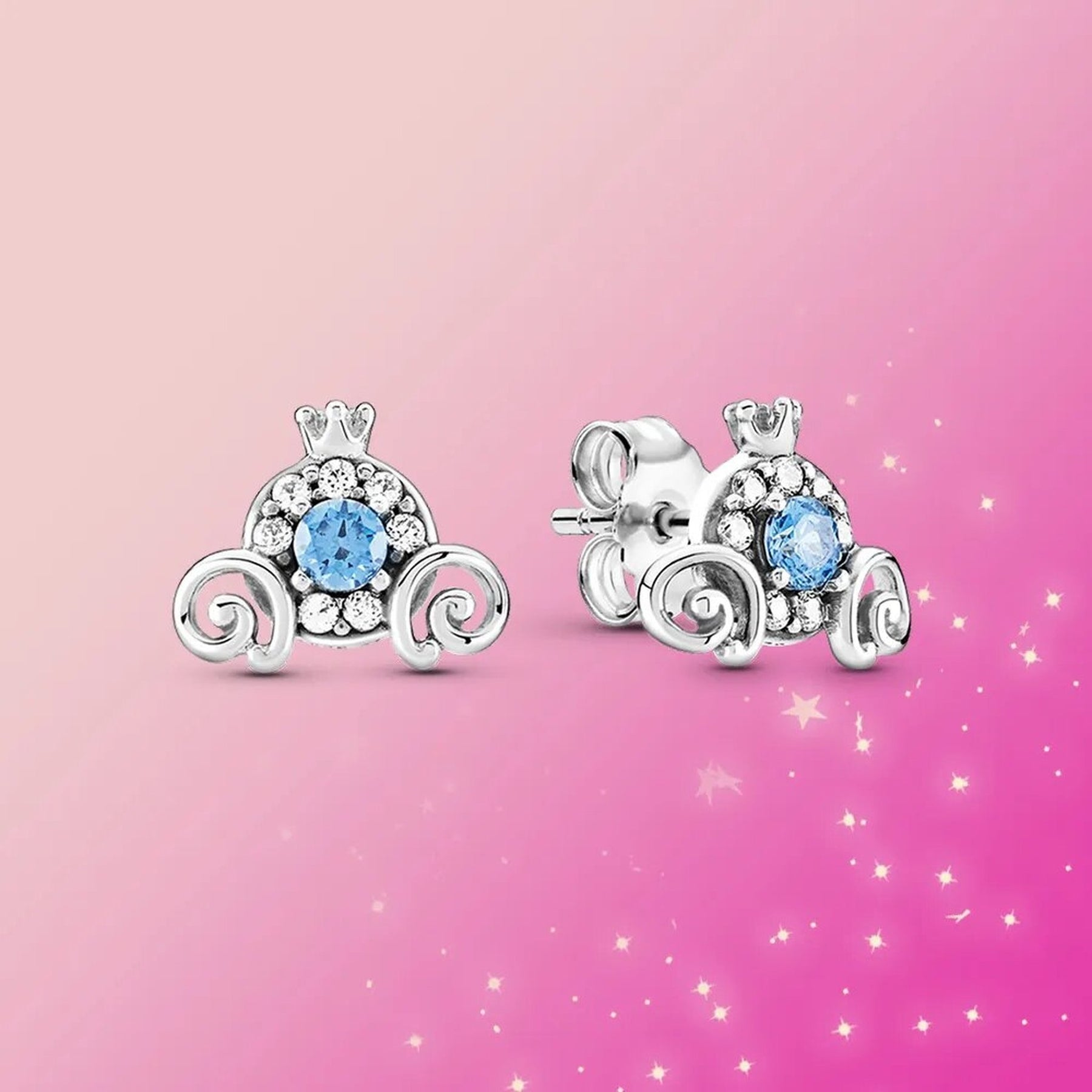 Brinco Luxo Feminino Prata Carruagem Cinderela