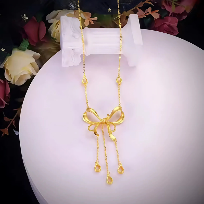Colar Luxo Laço da Barbie - Ouro 24K