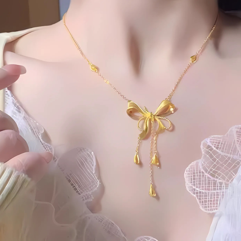 Colar Luxo Laço da Barbie - Ouro 24K