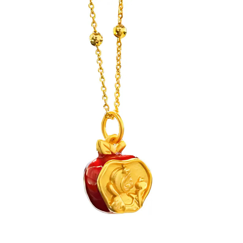 Colar Luxo Maçã da Branca de Neve - Ouro 24K