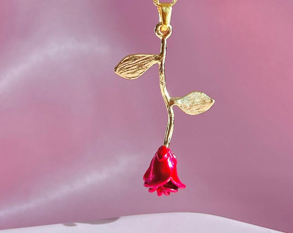 Colar Luxo Feminino Rosa - Bela e a Fera
