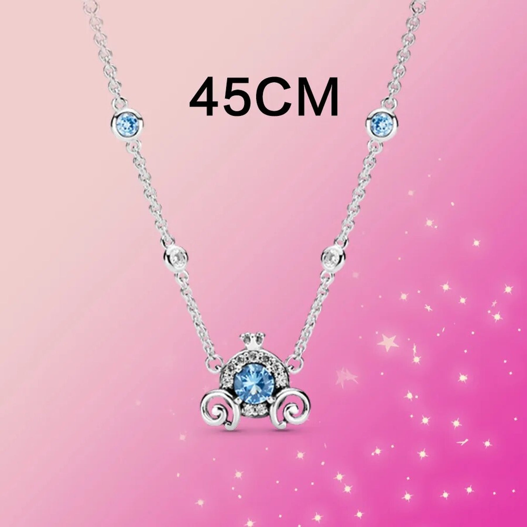 Colar Luxo Feminino Prata Carruagem Cinderela