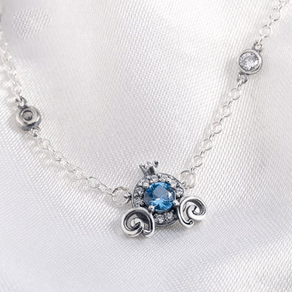 Colar Luxo Feminino Prata Carruagem Cinderela
