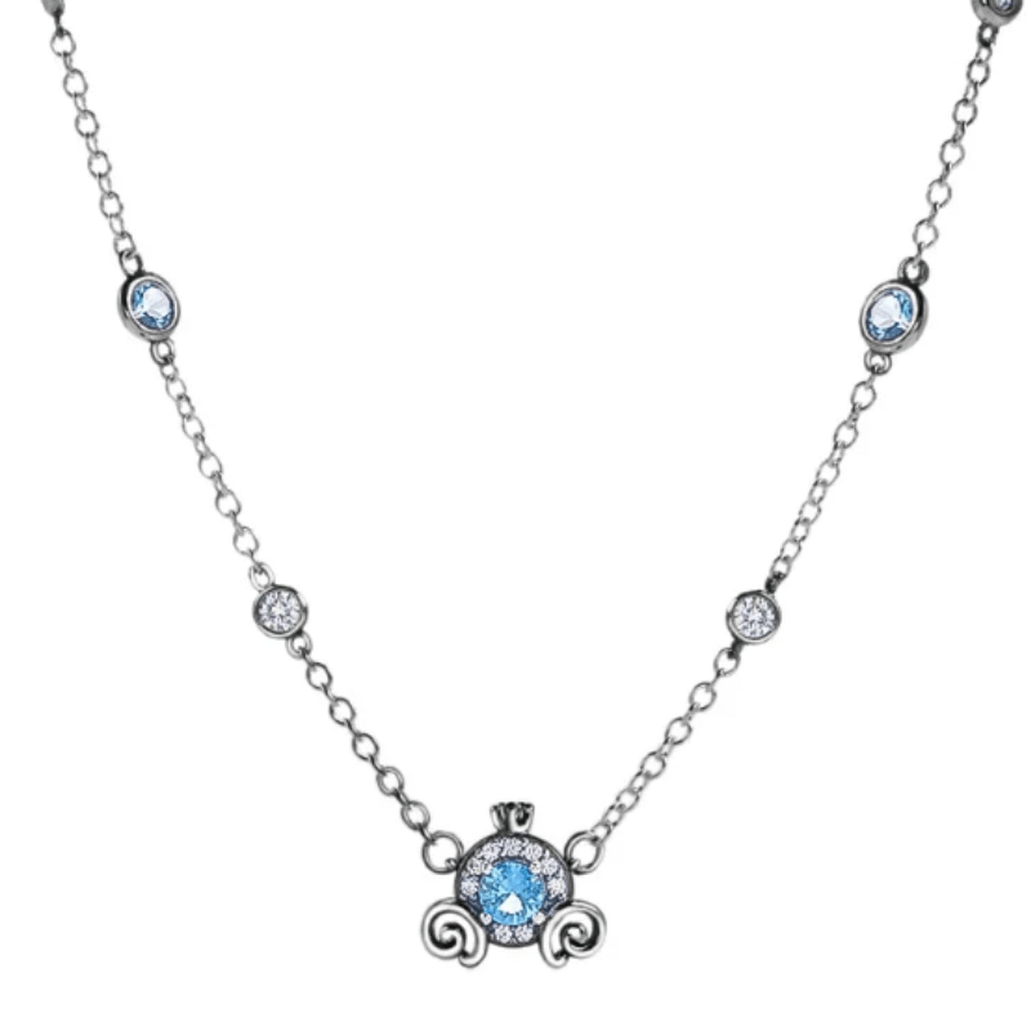 Colar Luxo Feminino Prata Carruagem Cinderela