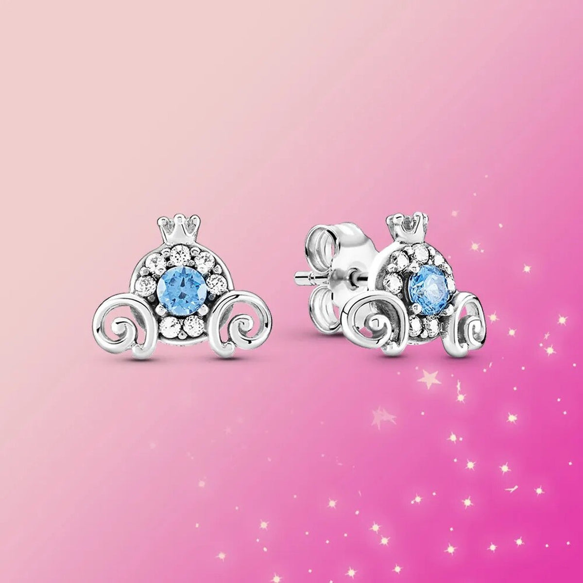 Brinco Luxo Feminino Prata Carruagem Cinderela