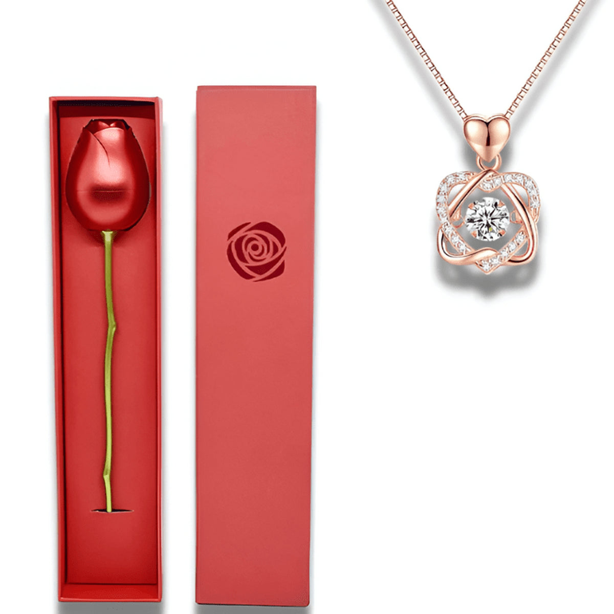 Colar Coração com Rosa Eterna da Bela e a Fera
