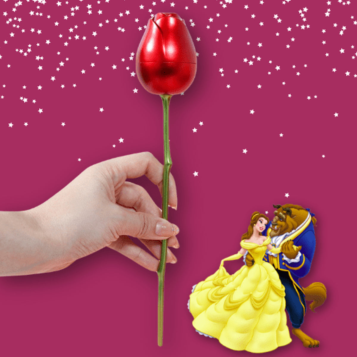 Colar Coração com Rosa Eterna da Bela e a Fera