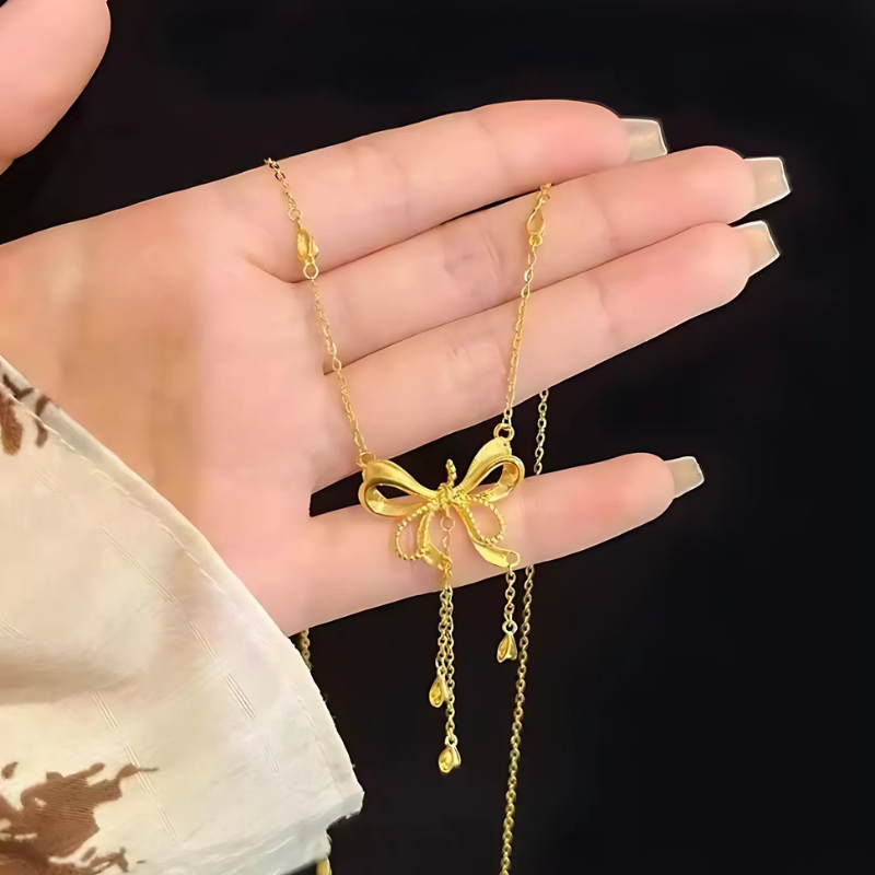 Colar Luxo Laço da Barbie - Ouro 24K