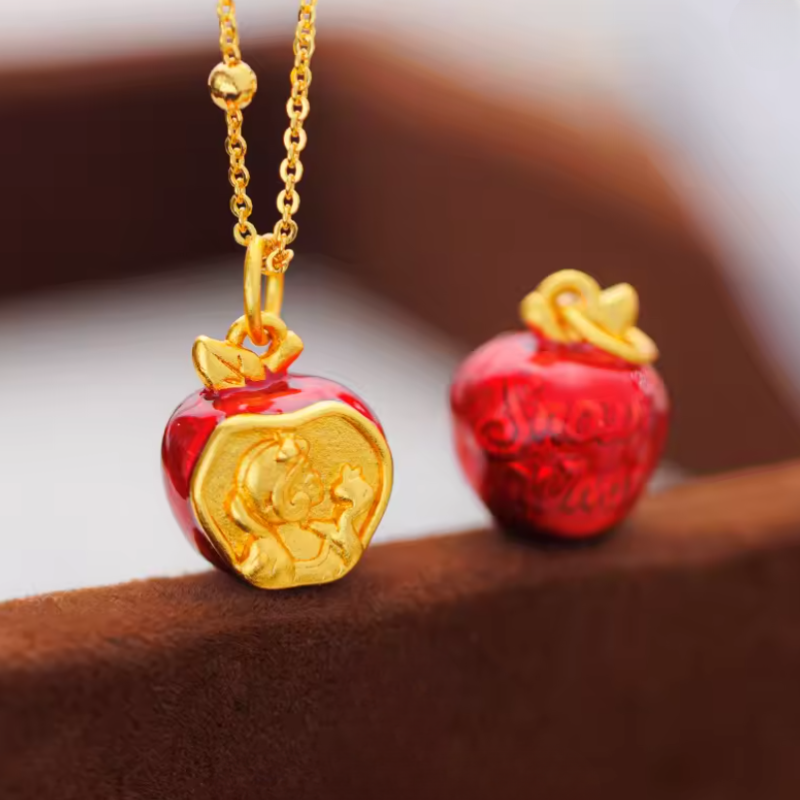 Colar Luxo Maçã da Branca de Neve - Ouro 24K