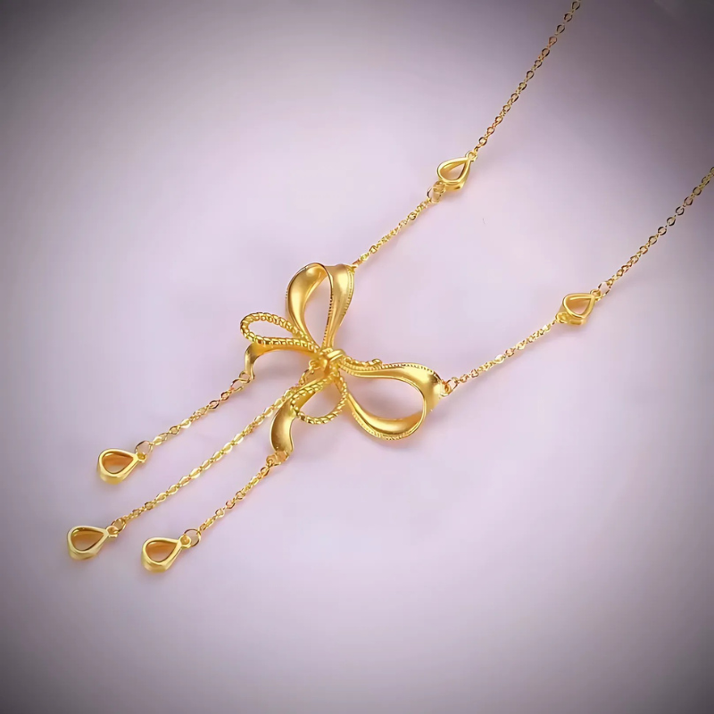 Colar Luxo Laço da Barbie - Ouro 24K
