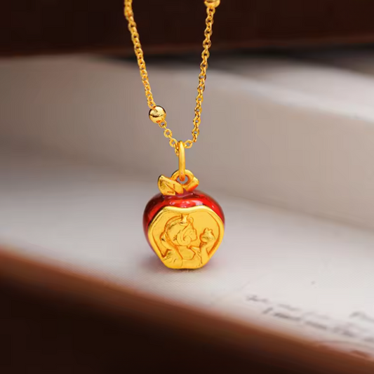 Colar Luxo Maçã da Branca de Neve - Ouro 24K