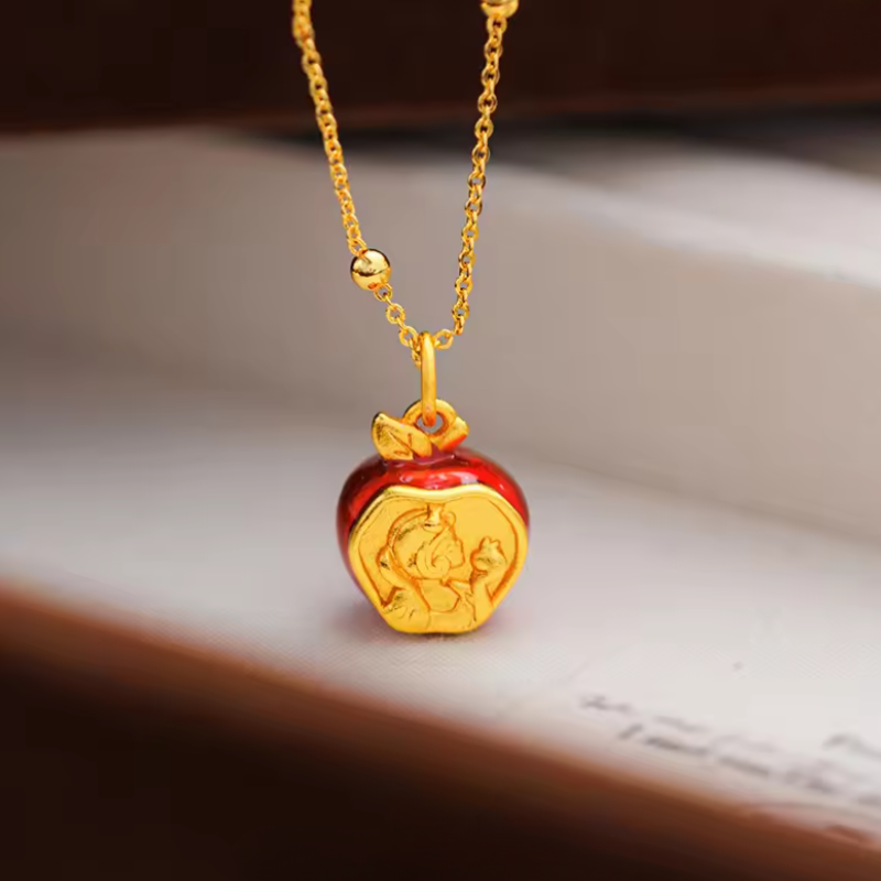Colar Luxo Maçã da Branca de Neve - Ouro 24K