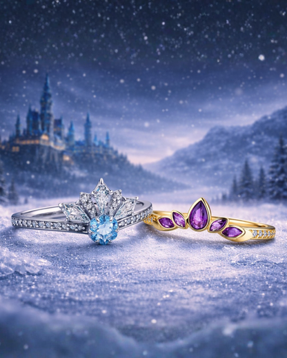 Anéis Luxo Elsa & Anna - A Magia de Frozen