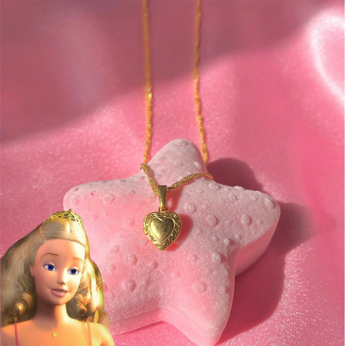 Colar Luxo Feminino Coração da Barbie