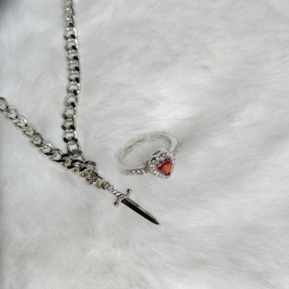 Anel & Pulseira Luxo o Coração e a Espada - Branca de Neve e o Caçador ❤️🗡️