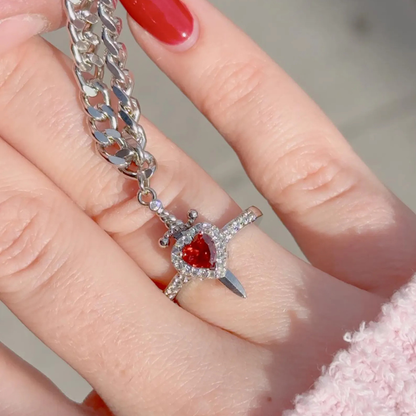 Anel & Pulseira Luxo o Coração e a Espada - Branca de Neve e o Caçador ❤️🗡️