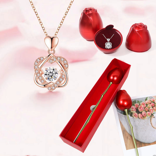 Colar Coração com Rosa Eterna da Bela e a Fera