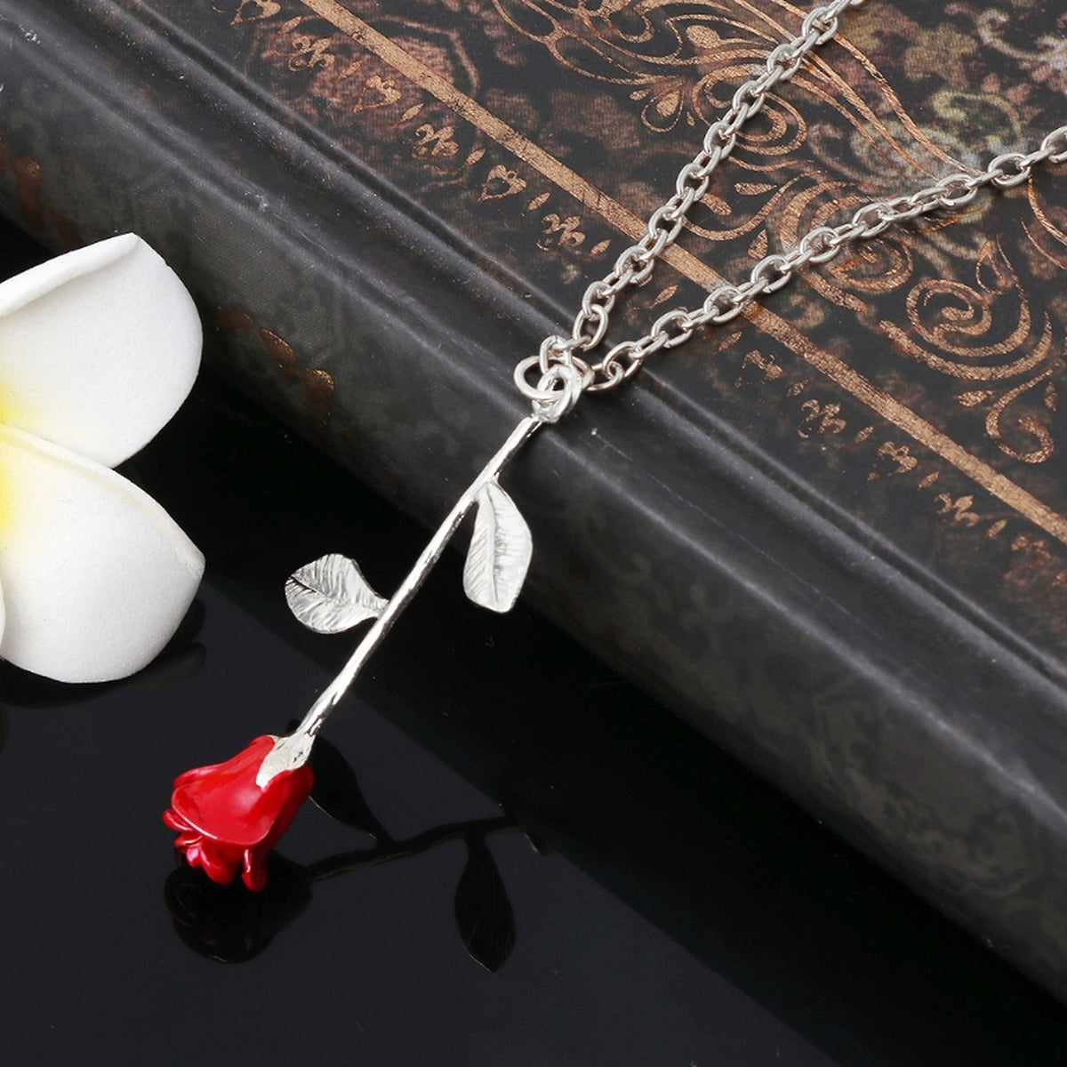 Colar Luxo Feminino Rosa - Bela e a Fera