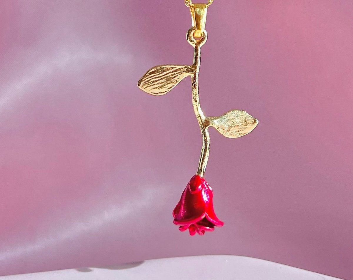 Colar Luxo Feminino Rosa - Bela e a Fera