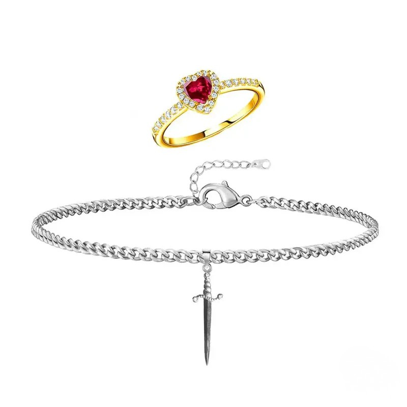 Anel & Pulseira Luxo o Coração e a Espada - Branca de Neve e o Caçador ❤️🗡️