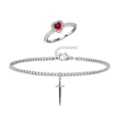 Anel & Pulseira Luxo o Coração e a Espada - Branca de Neve e o Caçador ❤️🗡️