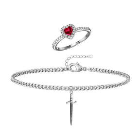 Anel & Pulseira Luxo o Coração e a Espada - Branca de Neve e o Caçador ❤️🗡️