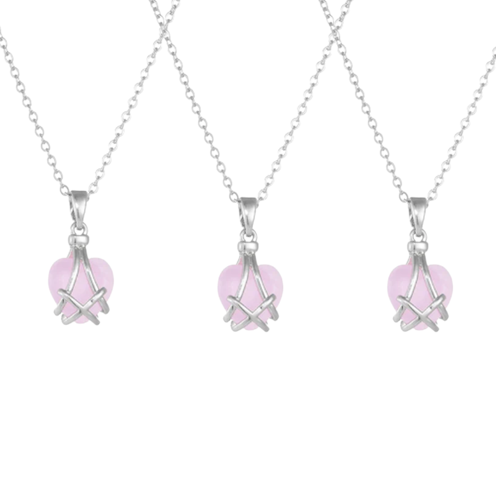 Colar Coração Luxo - Barbie e o Castelo de Diamante - Trio Quartzo + Corrente Prata