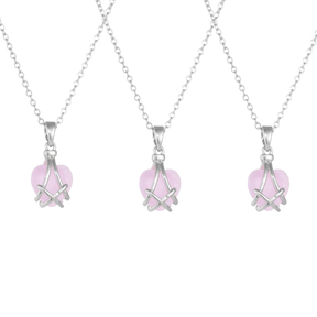 Colar Coração Luxo - Barbie e o Castelo de Diamante - Trio Quartzo + Corrente Prata