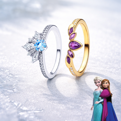 Anéis Luxo Elsa & Anna - A Magia de Frozen